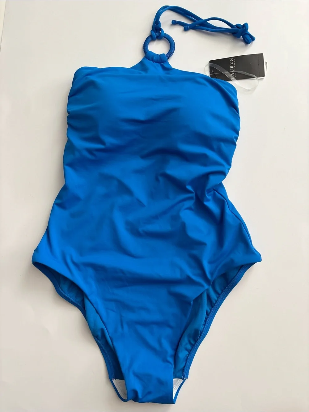 Lauren Ralph Lauren Macrame-Ring One Piece Swimsuit Electric Blue l 16